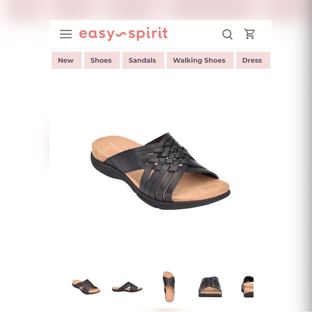 easy Spirit Black Leather Sandals